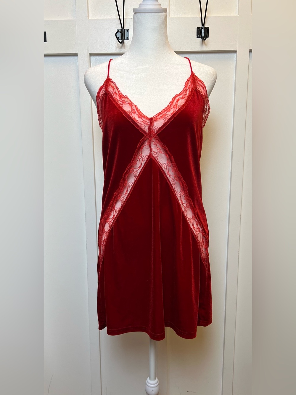 Cider Size Large Red Velvet Lace Cami Camisole Layering Coquette Twee Y2k Vibes